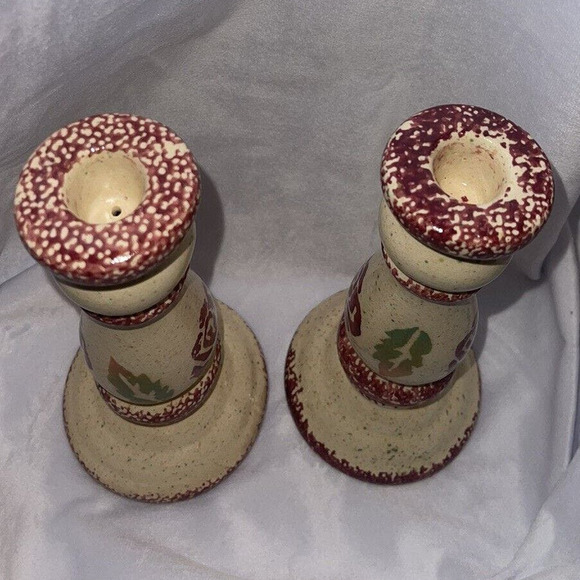 Wang's International Candlesticks Candle Holders Red Rose Leaf Sponge 7.75" tall - Picture 3 of 5